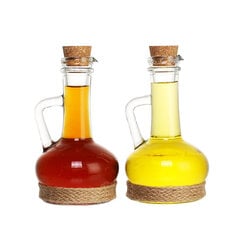 Oil and Vinegar Set DKD Home Decor Stikls Dabisks Caurspīdīgs Korķis 2 Daudzums (9 x 9 x 16 cm) (320 ml) cena un informācija | Garšvielu trauki, dzirnaviņas | 220.lv