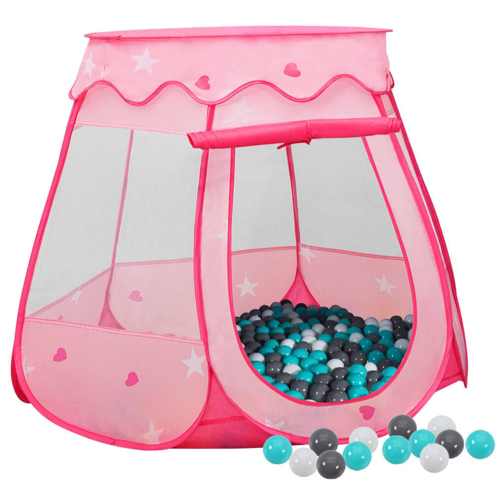 Rotaļu telts ar 250 bumbiņām, rozā, 102x102x82cm cena un informācija | Bērnu rotaļu laukumi, mājiņas | 220.lv