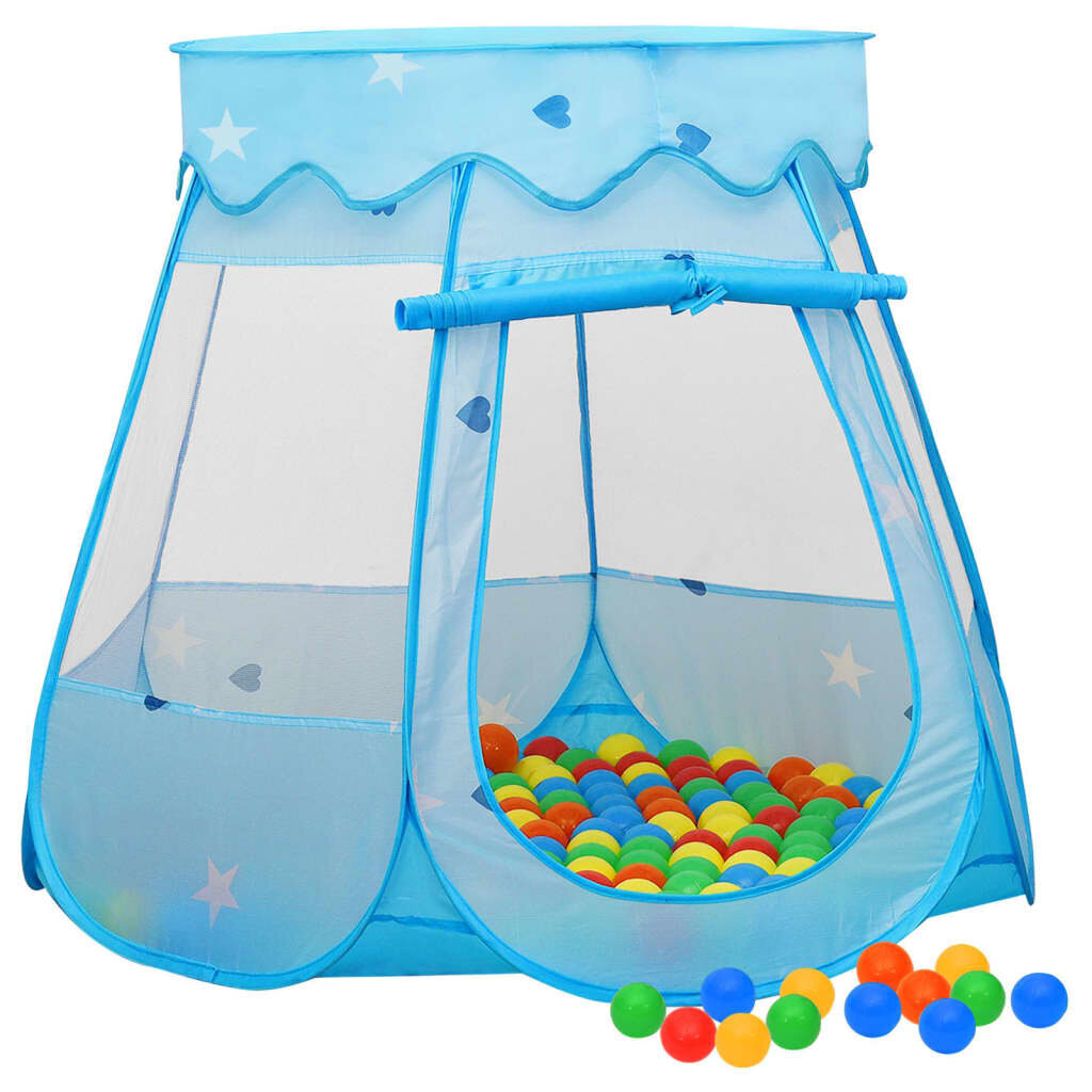 Spēļu telts ar 250 bumbiņām, zila, 102x102x82cm cena un informācija | Bērnu rotaļu laukumi, mājiņas | 220.lv