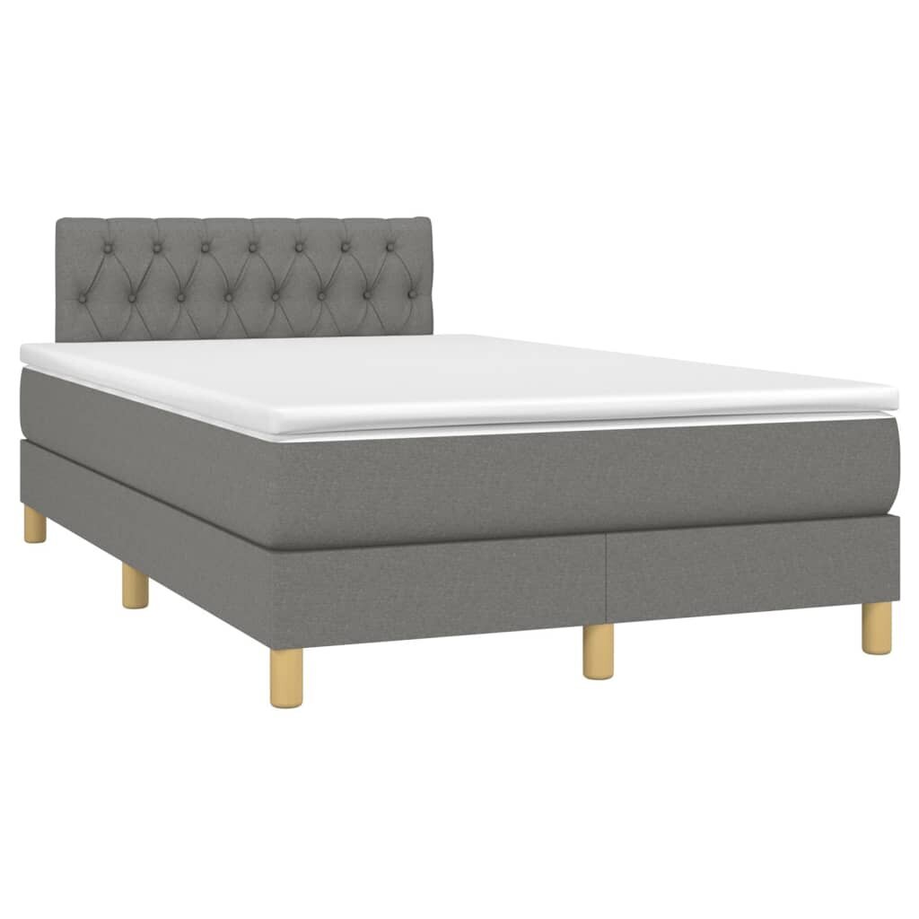 vidaXL atsperu gulta ar matraci, tumši pelēks audums, 120x200cm цена и информация | Gultas | 220.lv