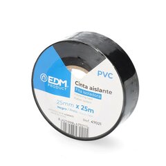 Izolācijas lente EDM Melns PVC (25 mm x 25 m) cena un informācija | Rokas instrumenti | 220.lv