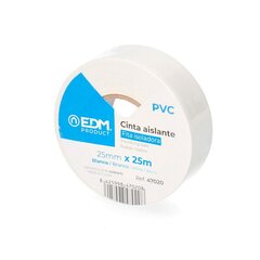 Izolācijas lente EDM Balts PVC (25 mm x 25 m) cena un informācija | Rokas instrumenti | 220.lv