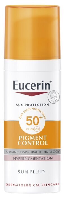 Sejas sauļošanās krēms Eucerin Sun Protection Pigment Control SPF50+ 50ml cena un informācija | Sauļošanās krēmi | 220.lv