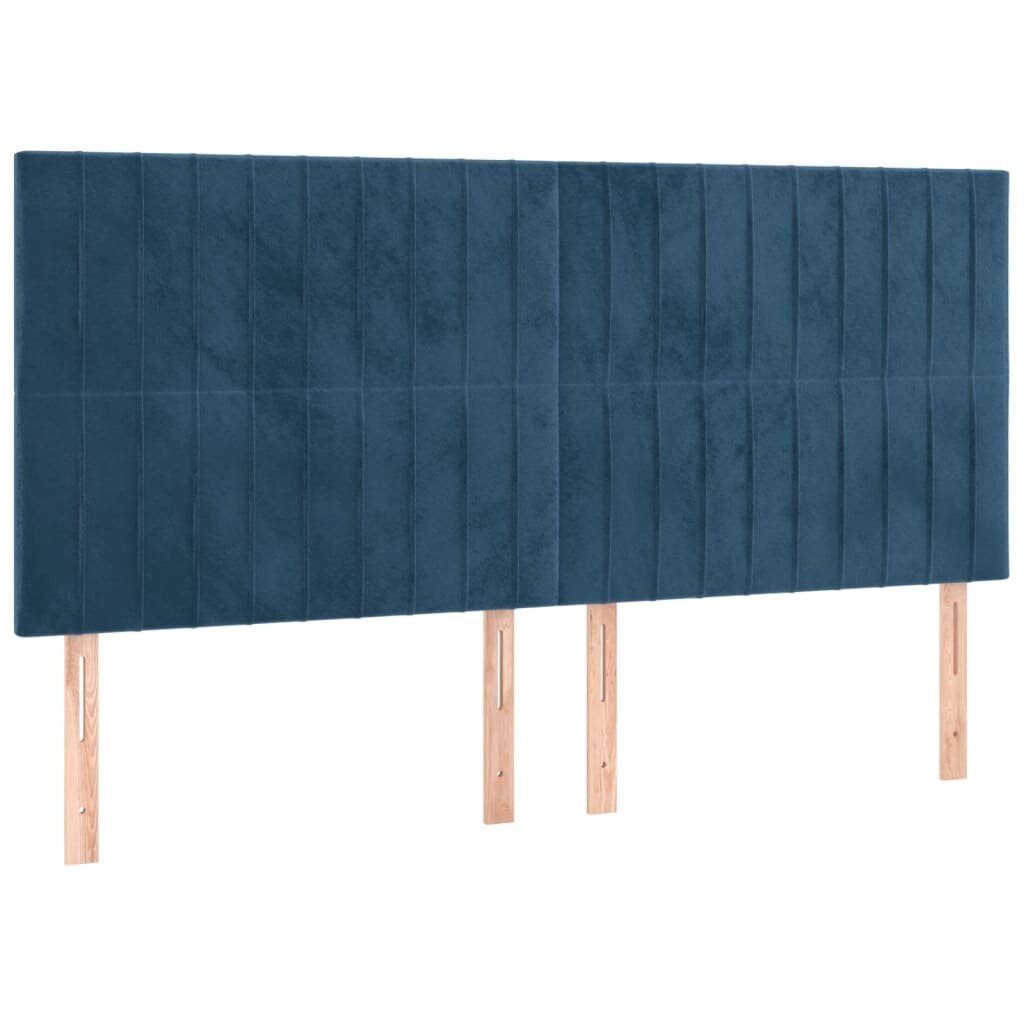 vidaXL atsperu gulta ar matraci, tumši zils samts, 160x200 cm цена и информация | Gultas | 220.lv