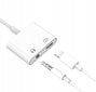 Tālruņa adaptera kabelis iPhone savienotājs, Jack 3,5 mm + uzlāde, balts 0003 cena un informācija | Adapteri un USB centrmezgli | 220.lv