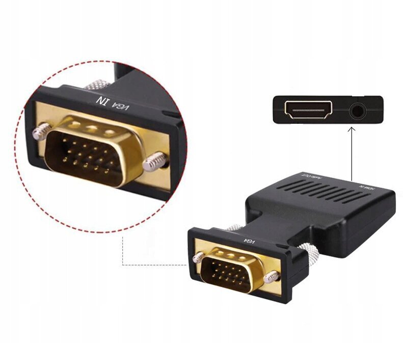 CO2 datora adapteris, VGA D-SUB uz HDMI pārveidotājs, ar skaņu 0109 cena un informācija | Adapteri un USB centrmezgli | 220.lv