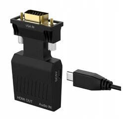 CO2 datora adapteris, VGA D-SUB uz HDMI pārveidotājs, ar skaņu 0109 cena un informācija | Adapteri un USB centrmezgli | 220.lv