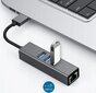 Adapteris HUB 3.0 , 3 USB 3.0 porti + Ethernet RJ45 Gigabit 1000 MB Windows, MacOs, Linux cena un informācija | Adapteri un USB centrmezgli | 220.lv