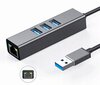 Adapteris HUB 3.0 , 3 USB 3.0 porti + Ethernet RJ45 Gigabit 1000 MB Windows, MacOs, Linux цена и информация | Adapteri un USB centrmezgli | 220.lv