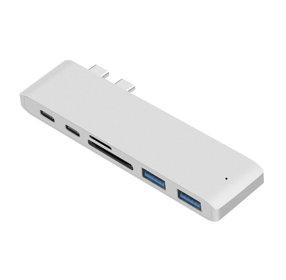 Klēpjdatora koncentrators Co2, 7v1, Apple, MacBook Pro , Air Retina, USB-C, HDMI, SD atmiņas karte, Micro SD, 1 x HD, sudrabots цена и информация | Adapteri un USB centrmezgli | 220.lv