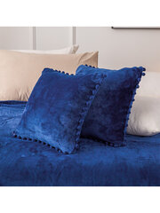 Dekoratīvā spilvendrāna Pompie 40x40 A668 - tumši zila cena un informācija | Dekoratīvie spilveni un spilvendrānas | 220.lv
