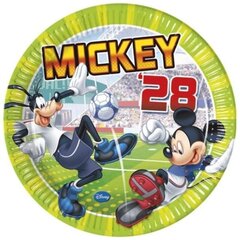 Papīra šķīvji "Mickey Goal" 23cm/8gab 82696 cena un informācija | Vienreizējie trauki | 220.lv