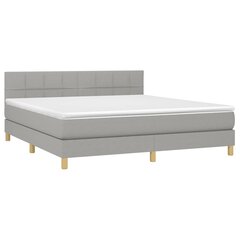 vidaXL atsperu gulta ar matraci, gaiši pelēka audums, 160x200 cm cena un informācija | Gultas | 220.lv