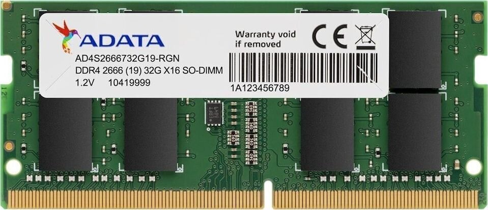 ADATA Premier, 32GB, DDR4, 3200MHz (CL22 AD4S320032G22-SGN) цена и информация | Operatīvā atmiņa (RAM) | 220.lv