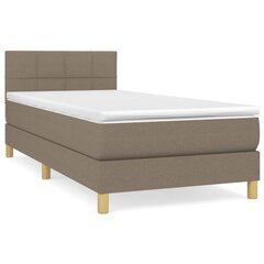 vidaXL atsperu gultas rāmis ar matraci, pelēkbrūns, 100x200 cm, audums cena un informācija | Gultas | 220.lv