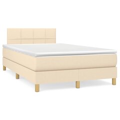 vidaXL atsperu gultas rāmis ar matraci, krēmkrāsas, 120x200 cm, audums cena un informācija | Gultas | 220.lv