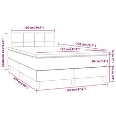 vidaXL atsperu gultas rāmis ar matraci, krēmkrāsas, 120x200 cm, audums cena un informācija | Gultas | 220.lv