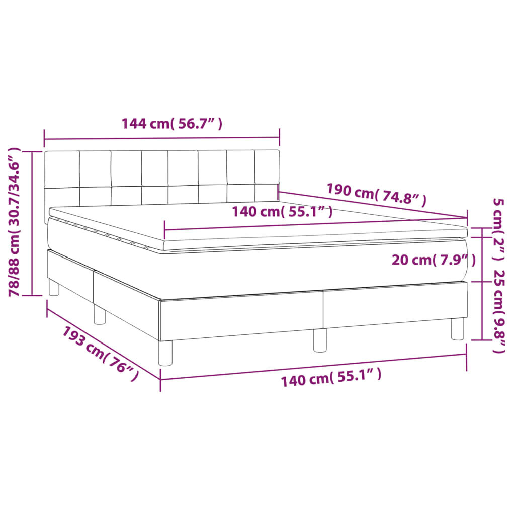 vidaXL atsperu gulta ar matraci, gaiši pelēka audums, 140x190 cm cena un informācija | Gultas | 220.lv