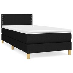 vidaXL atsperu gultas rāmis ar matraci, melna, 80x200 cm, audums cena un informācija | Gultas | 220.lv