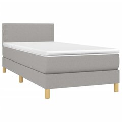 vidaXL atsperu gulta ar matraci, gaiši pelēka, 90x200 cm, audums cena un informācija | Gultas | 220.lv