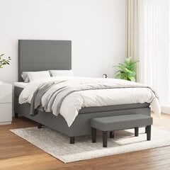 vidaXL atsperu gulta ar matraci, tumši pelēka audums, 120x200cm cena un informācija | Gultas | 220.lv