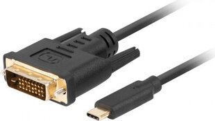 Кабель USB C — DVI-D Lanberg CA-CMDV-10CU-0018-BK Чёрный 1,8 m цена и информация | Кабели и провода | 220.lv