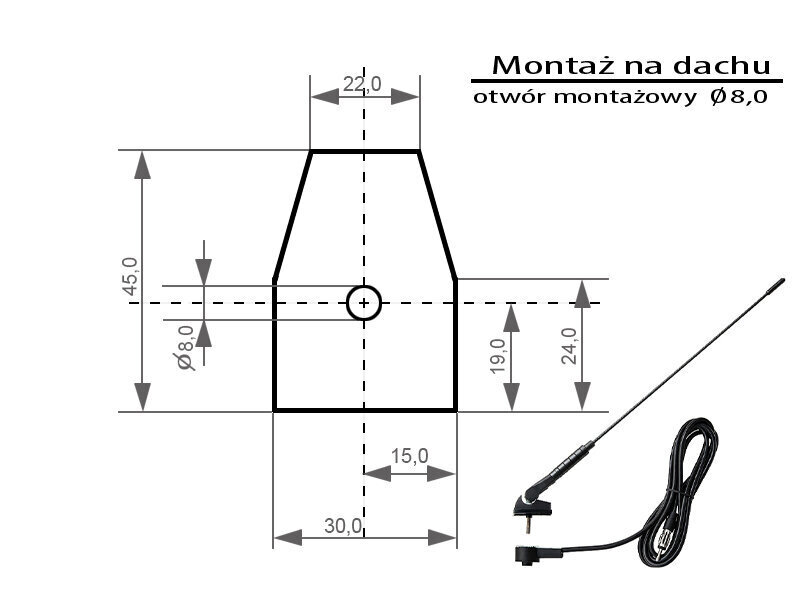 Reguliuojama automobilninė antena Blow FMD340 cena un informācija | Auto piederumi | 220.lv