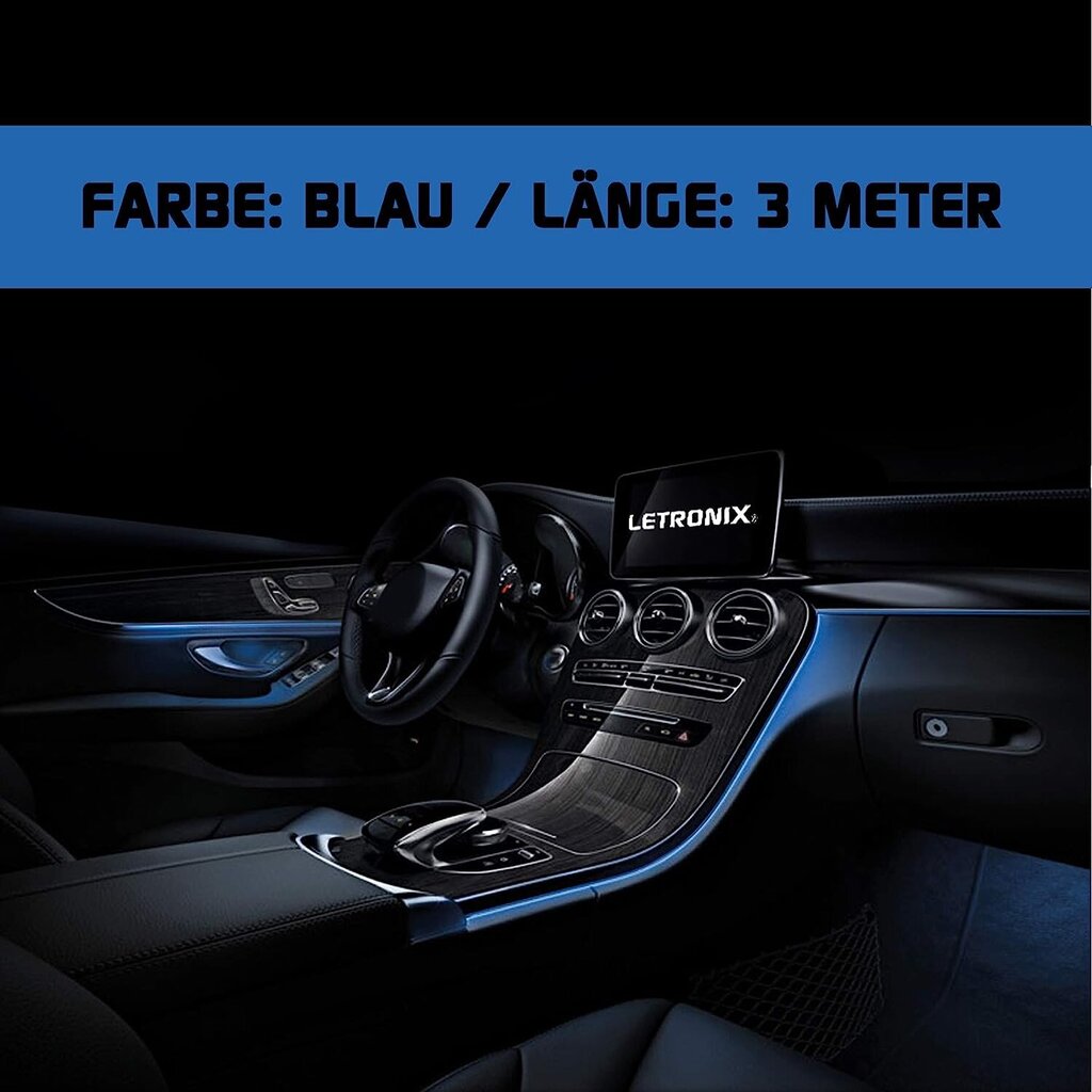 Letronix el stieples gaismas sloksnes apkārtējā apgaismojuma automātiskā 12v zilā 3 metri (4,66 €/m) (zili - 3 metri) cena un informācija | Auto spuldzes | 220.lv