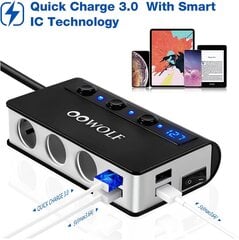 Oowfolf QC 3.0 Sigarette Liger USB, 180W 12 В/24 В сигарет, более легкий дистрибьютор USB, 3 DC Splinters 4 USB Connection Care Charger для GPS, iPhone XS Max, Dash Cam, Satnavi цена и информация | Автомобильные электропринадлежности 12V | 220.lv