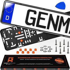 GenMAG® 2X numura zīmes turētāja rāmis Numura šķīvja kronšteins Auto | Noziparības šķīvja turētājs | Numura plates turētājs automašīnas numura zīmei | Turētāja automašīnas numura zīmes turētājs melns, magnēts Klett, noregulēšana цена и информация | Авто принадлежности | 220.lv