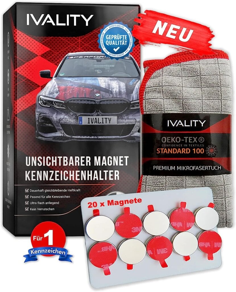 Ivality® 100% tīra magnētiskā numura zīmes turētāja krāšņu magnētiskais turētājs 1x numura zīmei-auto mācekļiem cena un informācija | Auto piederumi | 220.lv