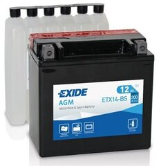 Exide moto akumulators 12V 12Ah YTX14-BS AGM 150x87x145+- цена и информация | Мото аккумуляторы | 220.lv