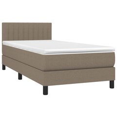 vidaXL atsperu gultas rāmis ar matraci, pelēkbrūns, 80x200 cm, audums cena un informācija | Gultas | 220.lv