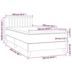 vidaXL atsperu gultas rāmis ar matraci, zils, 100x200 cm, audums cena un informācija | Gultas | 220.lv