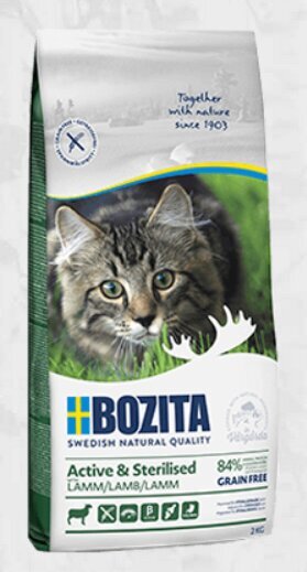 Bozita Grain Free Active & Sterilized Lamb, 10kg - bezgraudu sausā barība ar jēru aktīviem sterilizētiem kaķiem, Z 010095 cena un informācija | Sausā barība kaķiem | 220.lv