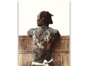 Картина Фотография обнаженного татуированного японца (19а) (Кусакабе Кимбей), 40x35 см цена и информация | Картины | 220.lv