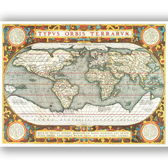 Glezna Vecās pasaules karte 1587, 30x40 cm, Wolf Kult цена и информация | Картины | 220.lv