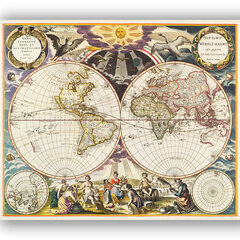 Картина Карта Старого Света 1863, 100x70 см, Wolf Kult цена и информация | Картины | 220.lv