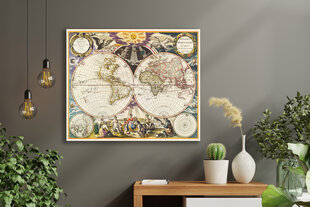 Glezna Vecās pasaules karte 1863, 60x80 cm, Wolf Kult cena un informācija | Gleznas | 220.lv