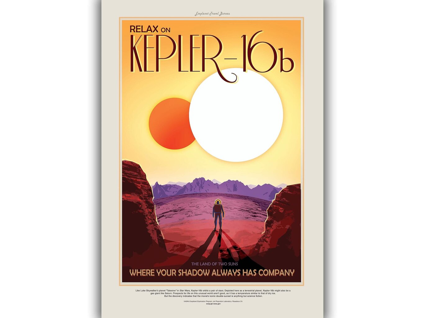 Plakāts NASA: Kepler 16b, 59 x 84 cm (A1), cena un informācija | Gleznas | 220.lv