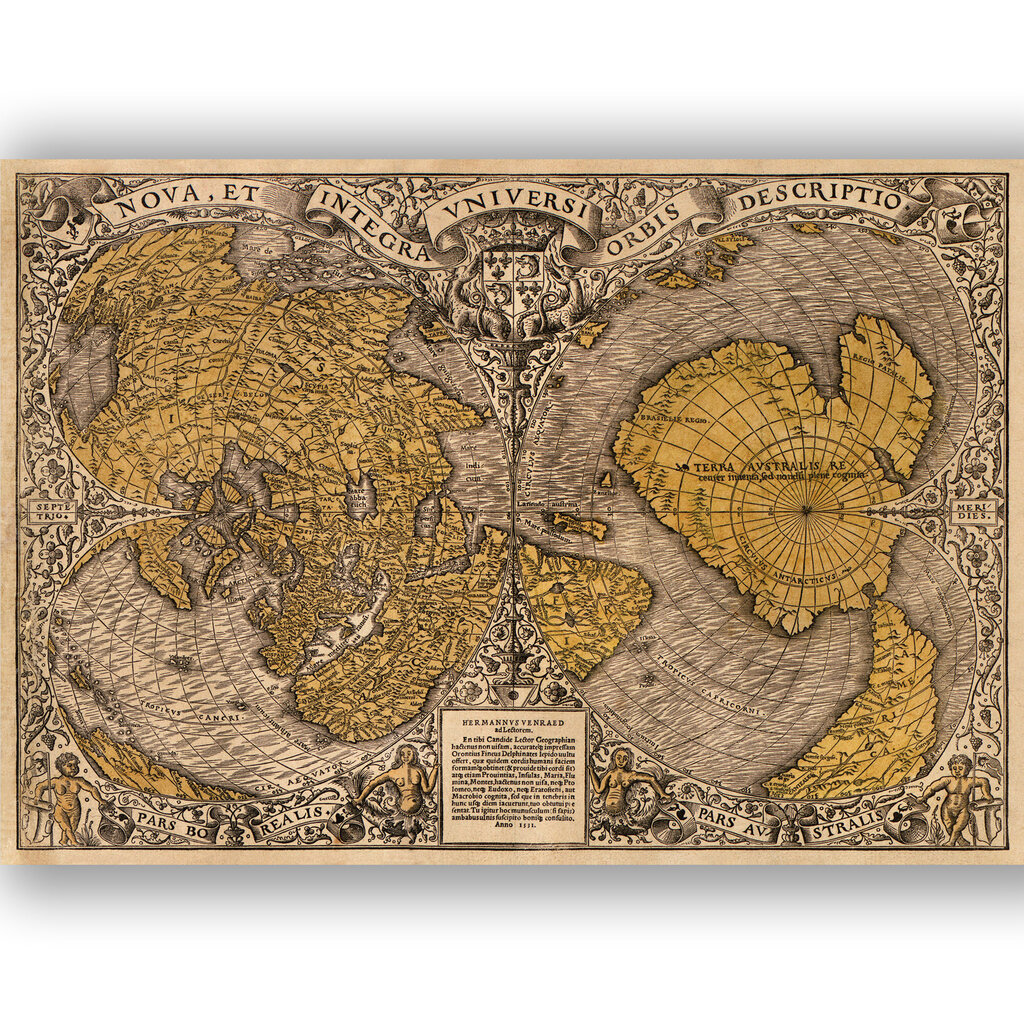 Plakāts Vecās pasaules karte 1531, 59x84 cm (A1), Wolf Kult cena un informācija | Gleznas | 220.lv