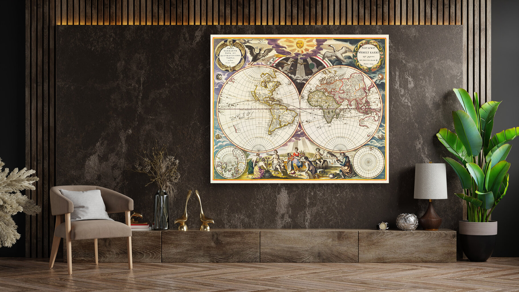 Plakāts Vecās pasaules karte 1863, 42x59 cm (A2), Wolf Kult cena un informācija | Gleznas | 220.lv