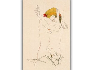 Reprodukcija Divas sievietes apskāvienā (Egons Šīle), 30x40 cm cena un informācija | Gleznas | 220.lv