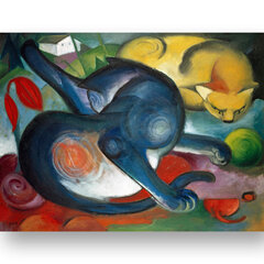 Репродукция Две кошки, голубая и желтая (Франц Марк), 100x70 см. цена и информация | Картины | 220.lv