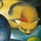 Reprodukcija Divi kaķi, gaišzils un dzeltens (Francis Marks), 100x70 cm cena un informācija | Gleznas | 220.lv
