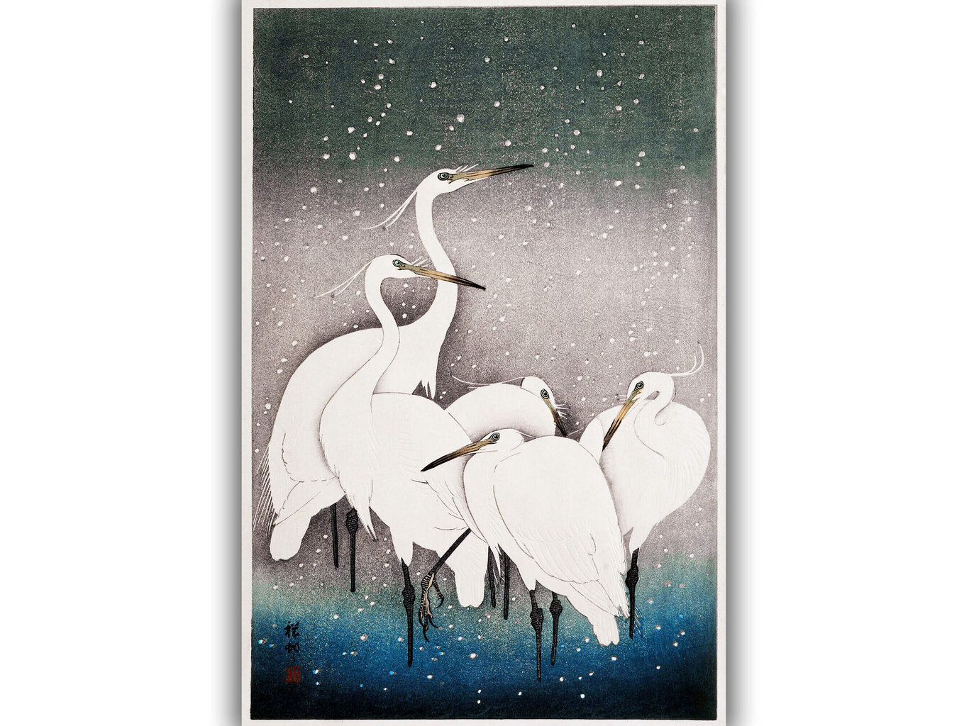 Reprodukcija Gārņu grupa (Ohara Kosona), 30x40 cm cena un informācija | Gleznas | 220.lv