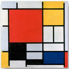 Reprodukcija Kompozīcija ar dzeltenu, zilu un sarkanu (Pīts Mondriāns), 40x40 cm cena un informācija | Gleznas | 220.lv