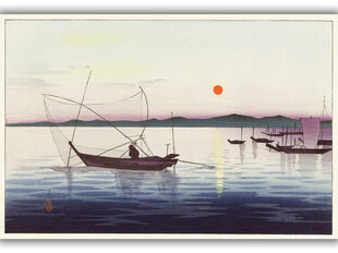 Reprodukcija Laivas un rietošā saule (Ohara Kosona), 100x60 cm cena un informācija | Gleznas | 220.lv