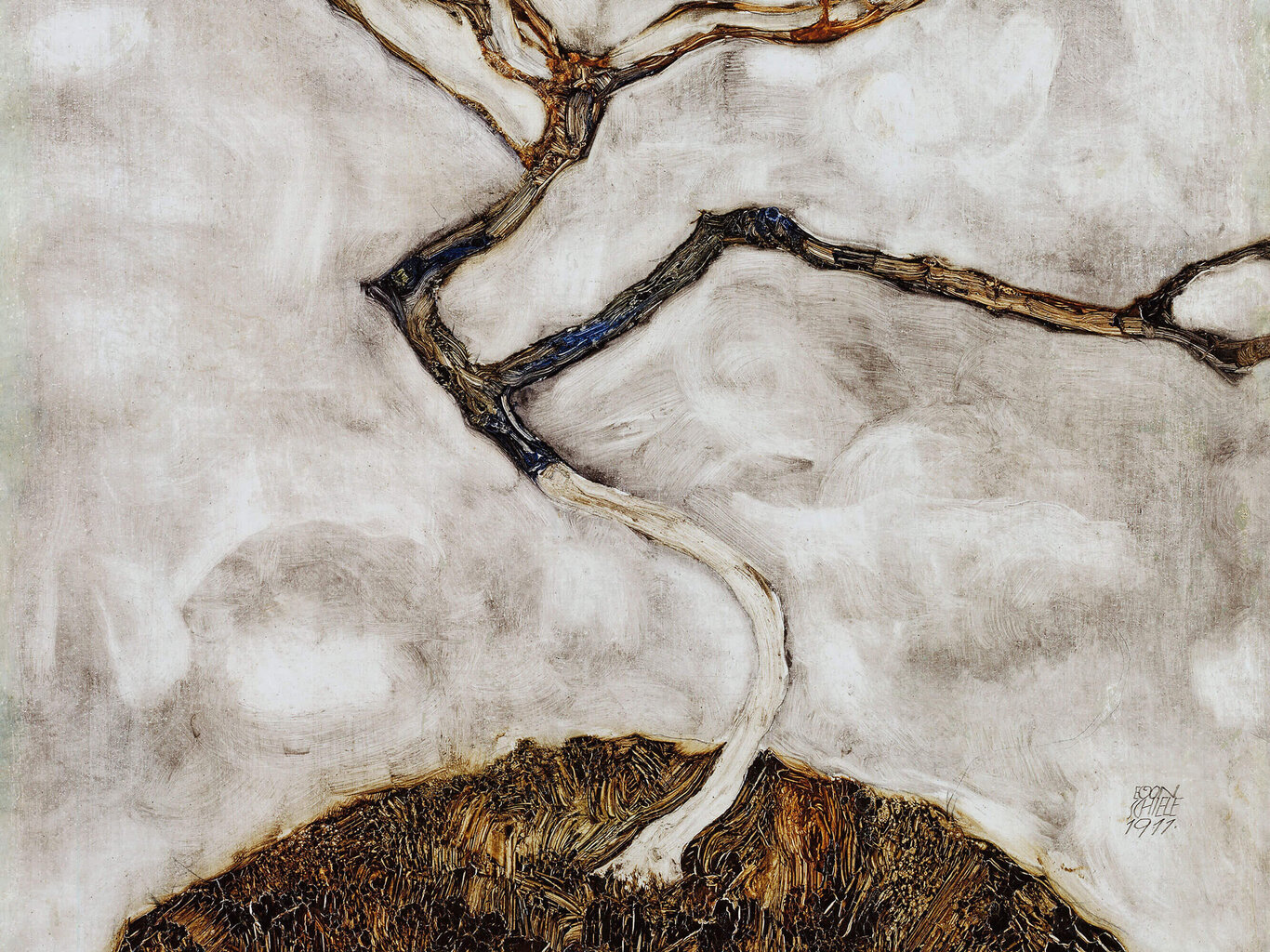 Reprodukcija Mazais koks vēlā rudenī (Egons Šīle), 60x50 cm cena un informācija | Gleznas | 220.lv