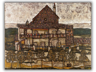 Reprodukcija Māja ar dakstiņu jumtu (Egons Šīle), 100x80 cm cena un informācija | Gleznas | 220.lv